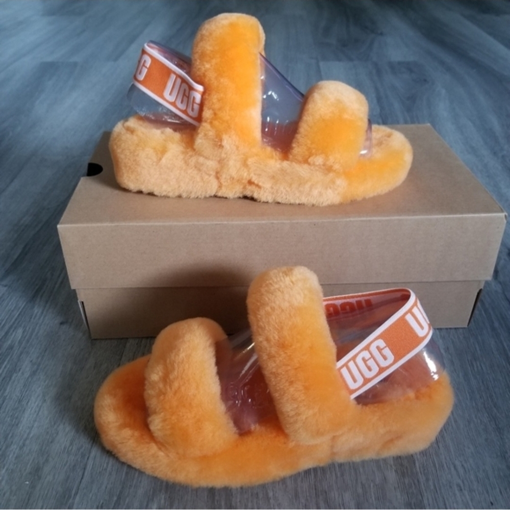 UGG Fluff Yeah Slide Sandals in Bright Orange